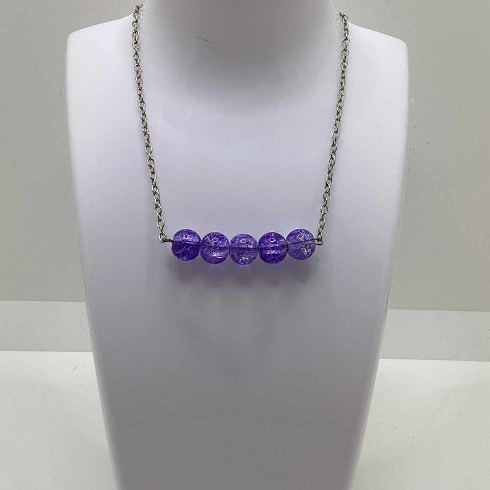Bundle 🍋Amethyst Colored Crackle Beaded Bar Necklace